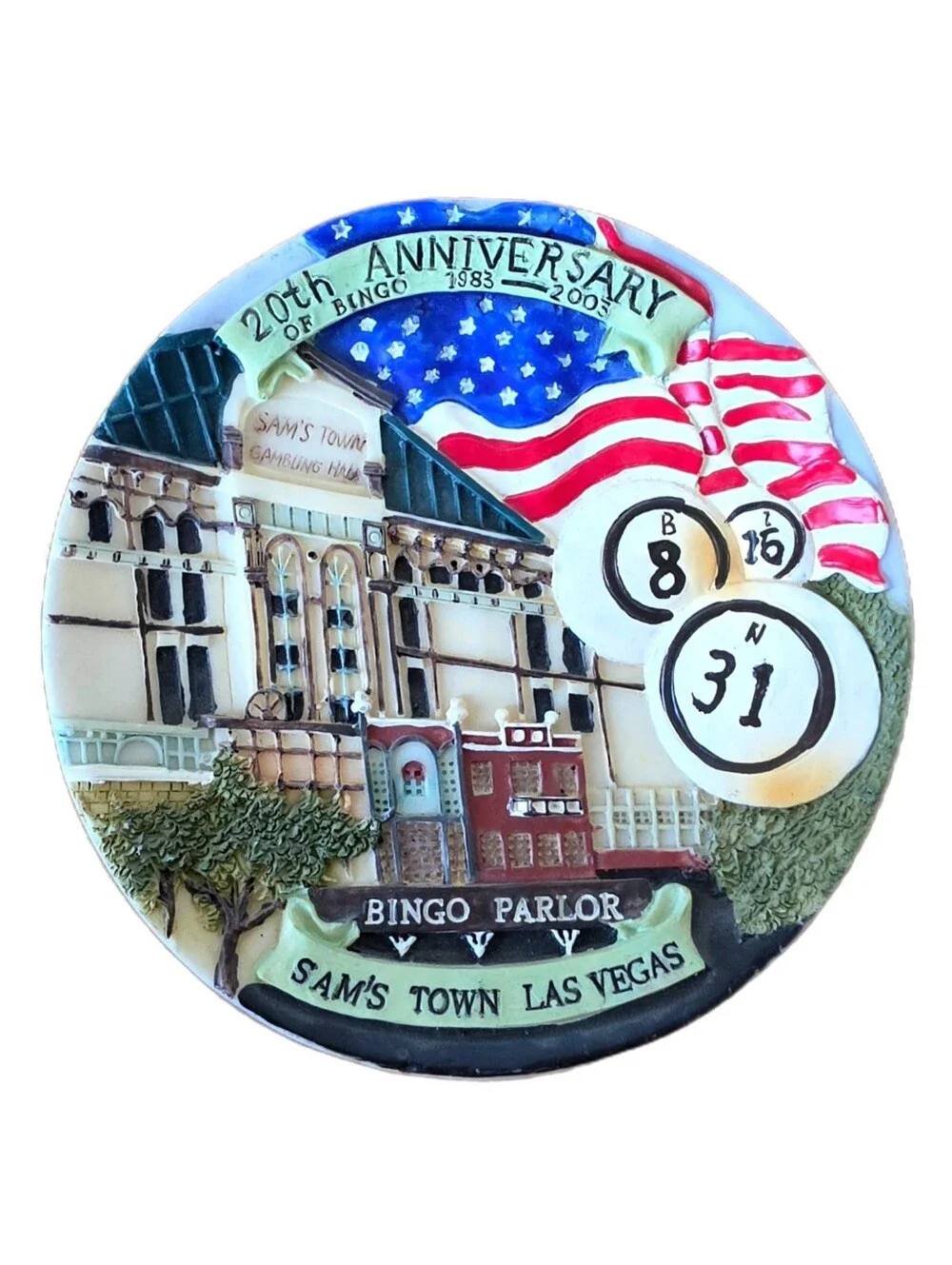 Vintage Sam's Town Las Vegas Bingo Parlor 20th Anniversary 2003 Collectors Plate
